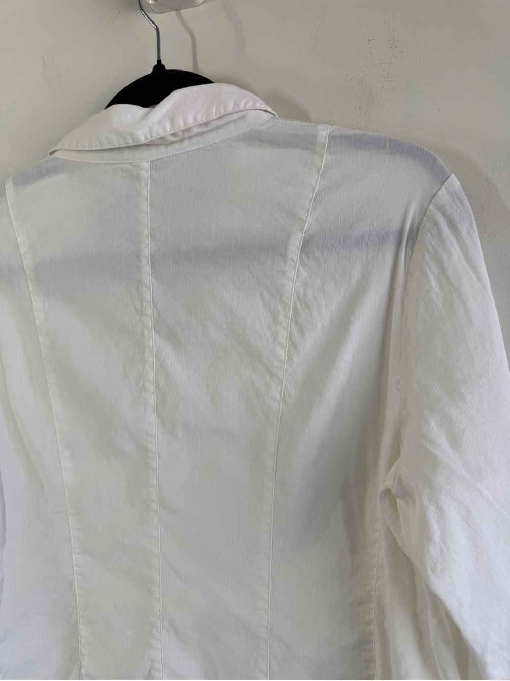 Eileen Fisher Linen Blend White Button Front Blouse Medium Quiet Luxury - Picture 9 of 14